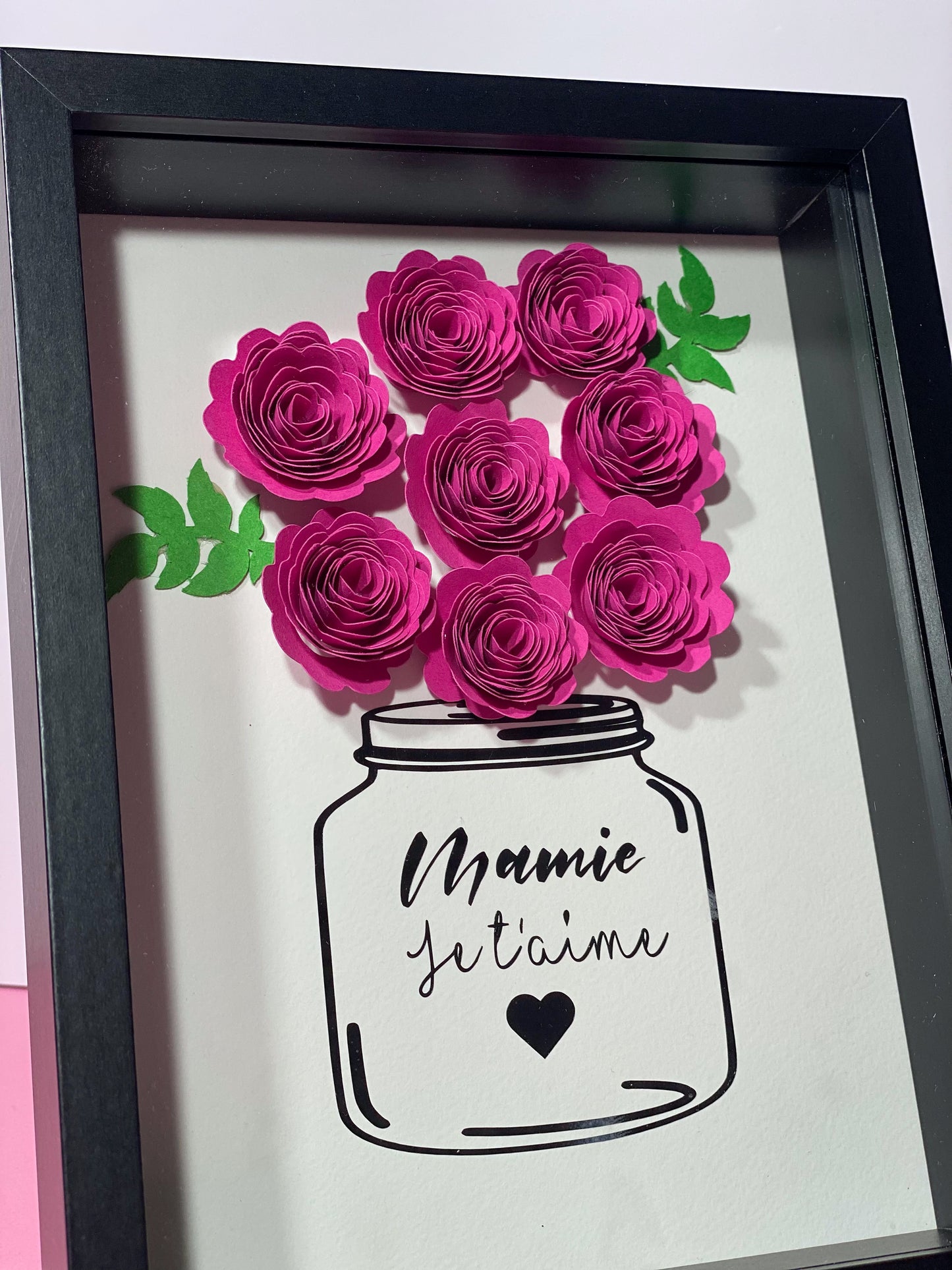 JE T'AIME | Cadre 3D roses